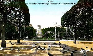 ALGER - SQUARE LAFERRIERE - HORLOGE FLORALE ET MONUMENT AUX MORTS